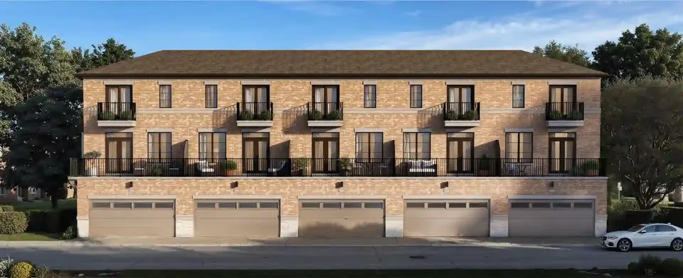 Rear elevation with balconies and garages