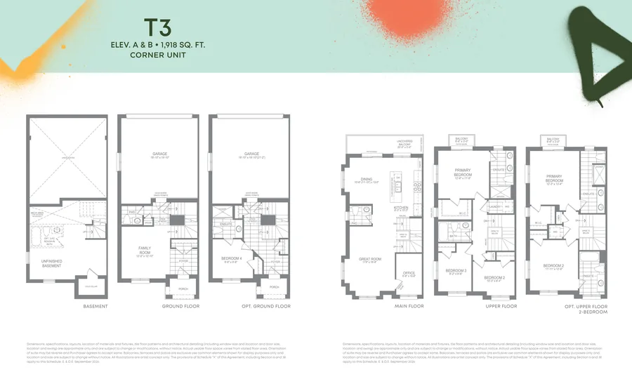 T3 Corner unit floor plans